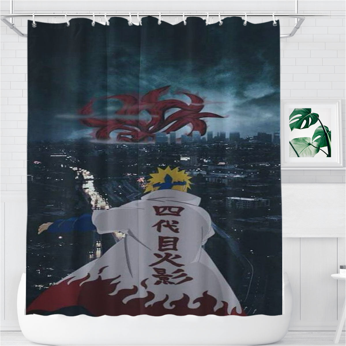 Minato Vs Kyuubi Bathroom Shower Curtain Fabric Waterproof | 66 X 72 Inch