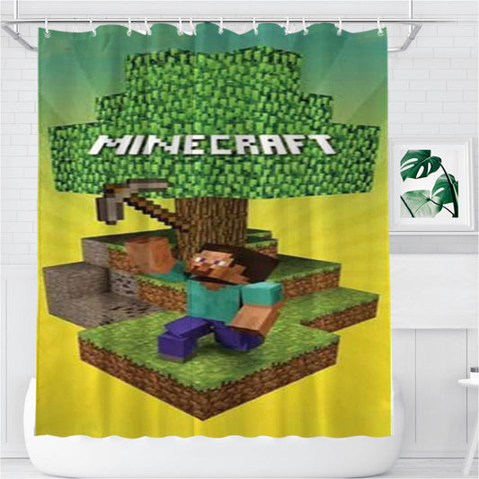 Personalized Minecraft Tree Shower Curtain Farmhouse Bathroom Decor