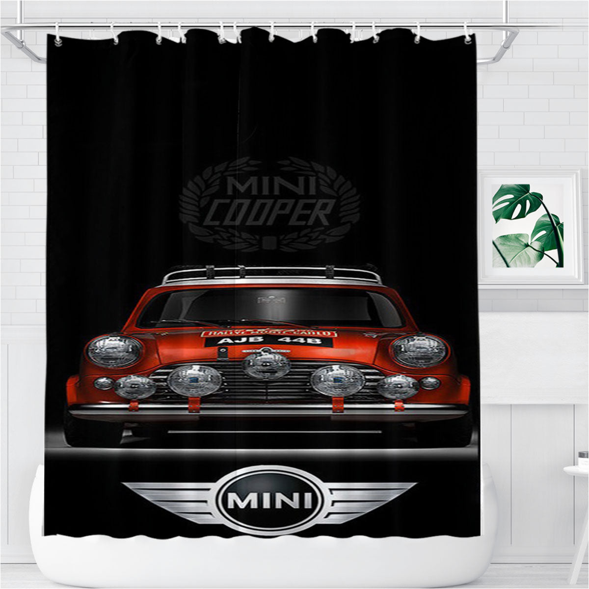 Mini Cooper 2 Bathroom Shower Curtain Fabric Waterproof | 66 X 72 Inch