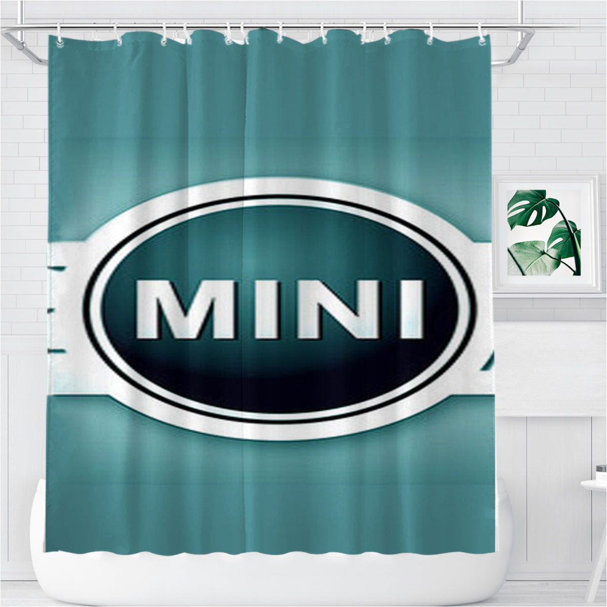 Mini Cooper Blue Logo Bathroom Shower Curtain Fabric Waterproof | 66 X 72 Inch