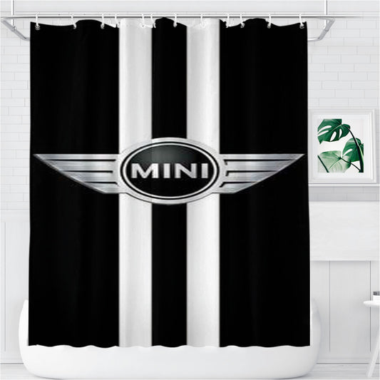 Personalized Mini Cooper Car Logo Shower Curtain Farmhouse Bathroom Decor