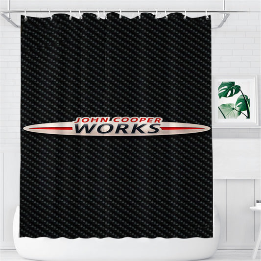 Personalized Mini Cooper John Works Shower Curtain Farmhouse Bathroom Decor