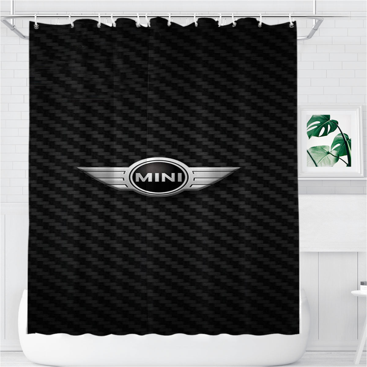 Mini Cooper Logo 2 Bathroom Shower Curtain Fabric Waterproof | 66 X 72 Inch