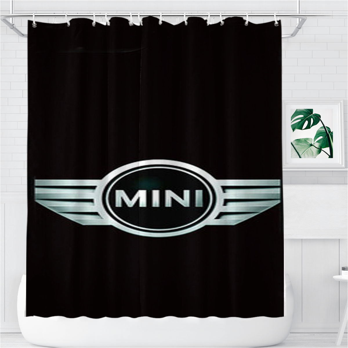 Mini Cooper Logo Black Bathroom Shower Curtain Fabric Waterproof | 66 X 72 Inch
