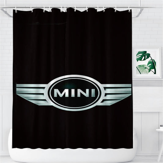Personalized Mini Cooper Logo Black Shower Curtain Farmhouse Bathroom Decor
