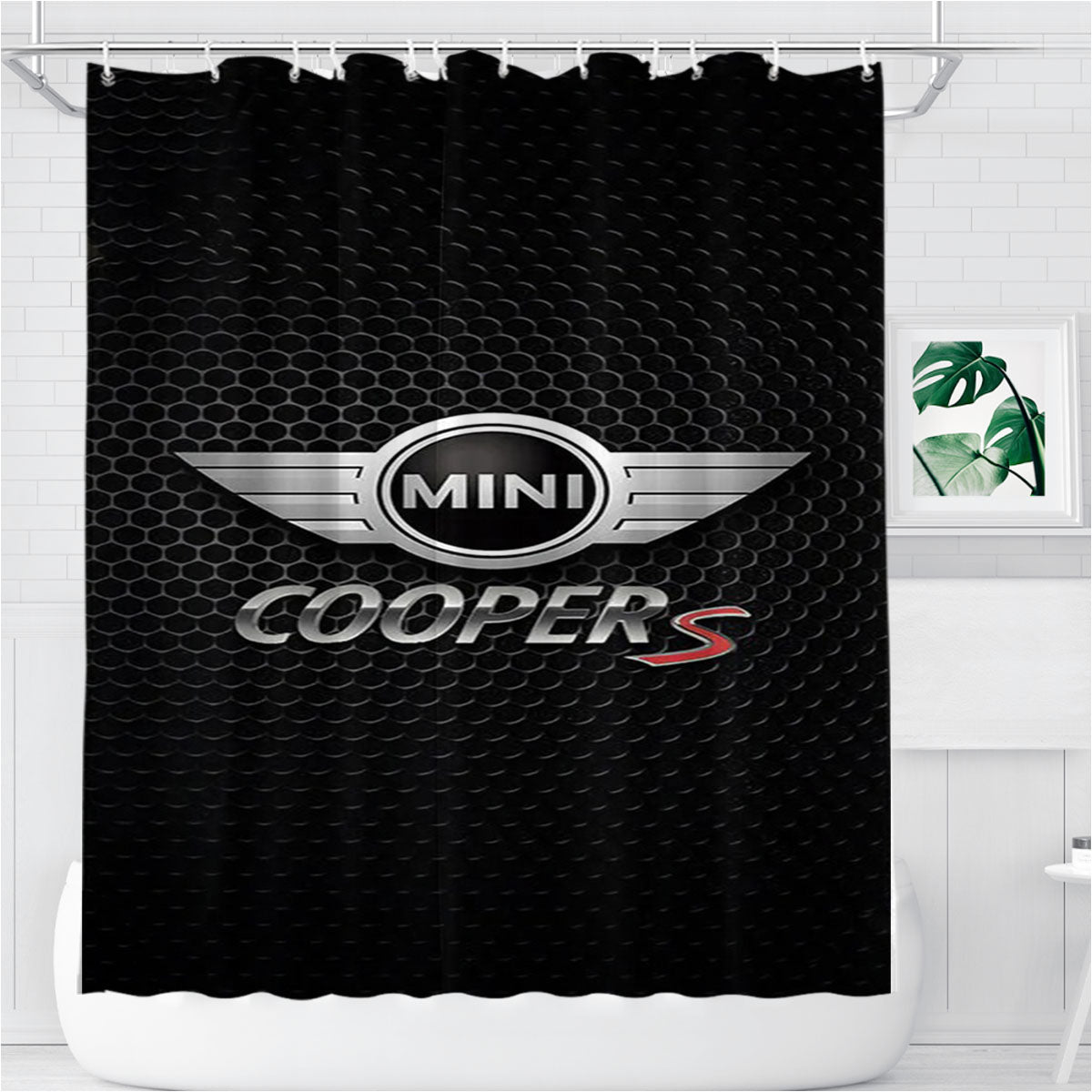 Mini Cooper S Metal Logo Bathroom Shower Curtain Fabric Waterproof | 66 X 72 Inch