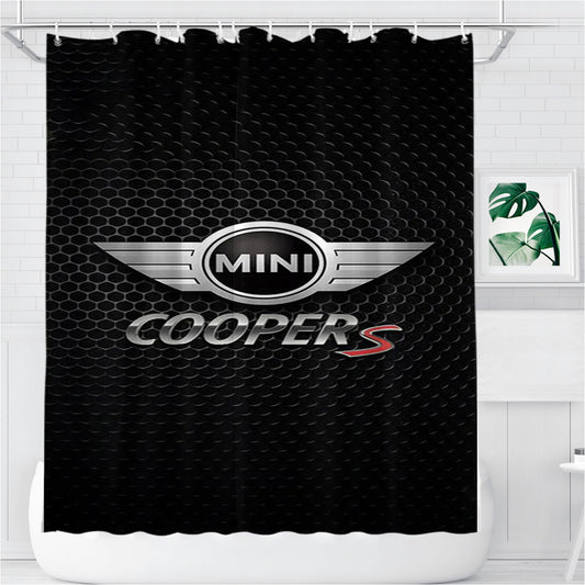 Personalized Mini Cooper S Metal Logo Shower Curtain Farmhouse Bathroom Decor