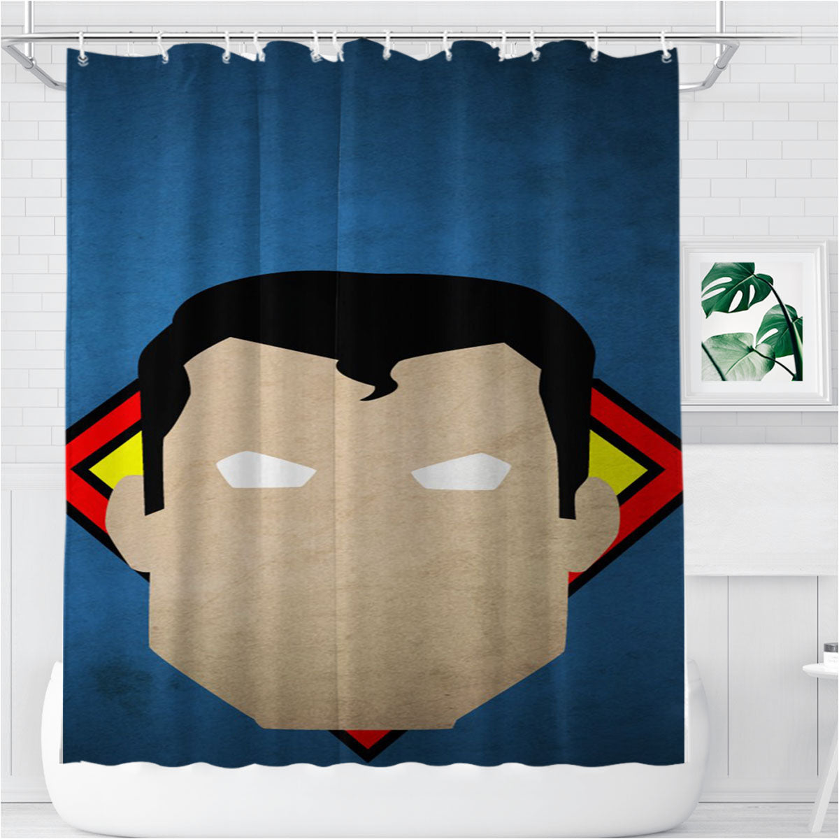 Minimalist Grunge Superman Bathroom Shower Curtain Fabric Waterproof | 66 X 72 Inch