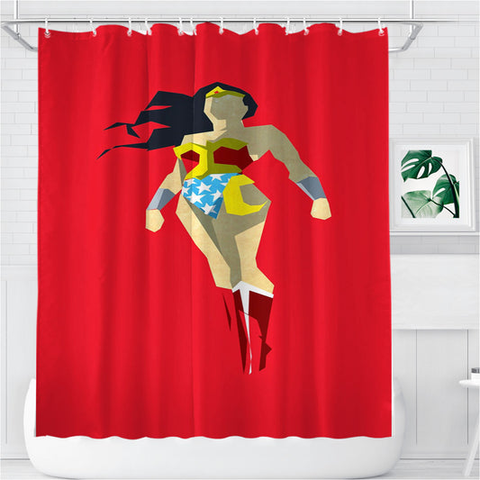 Personalized Minimalist Wonder Woman Red Shower Curtain Farmhouse Bathroom Decor