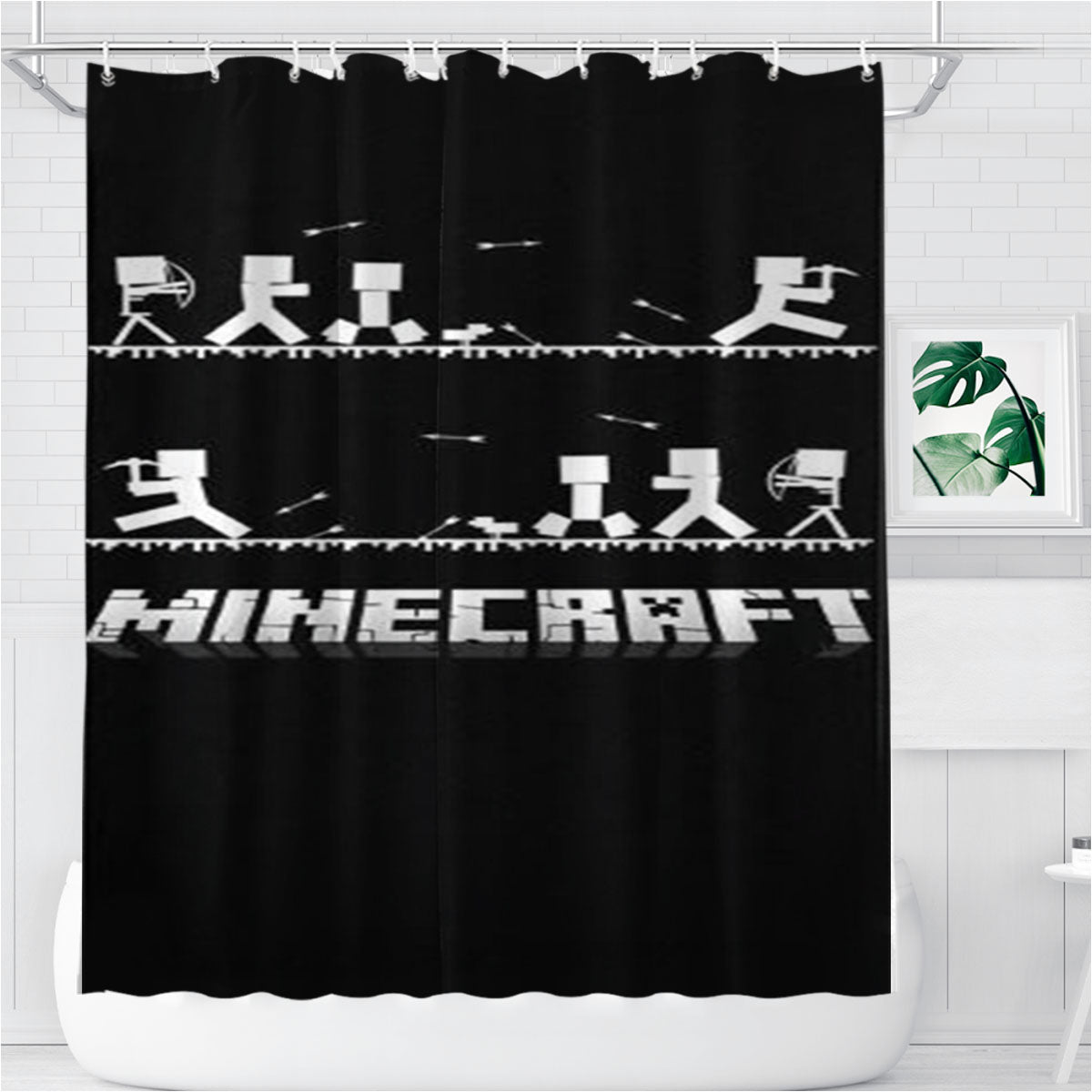 Mining Craft Story Bathroom Shower Curtain Fabric Waterproof | 66 X 72 Inch