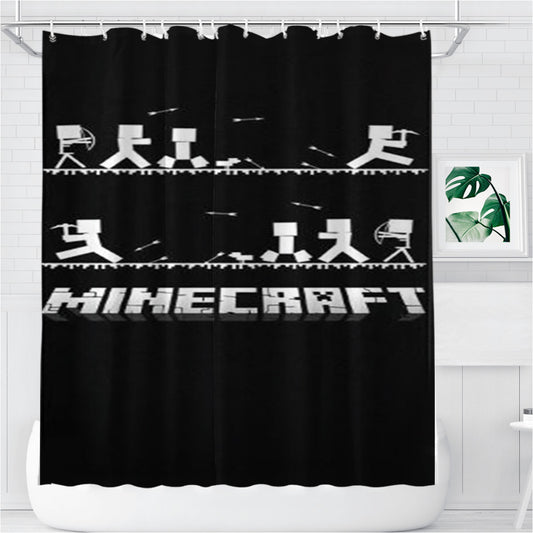 Mining Craft Story Bathroom Shower Curtain Fabric Waterproof | 66 X 72 Inch