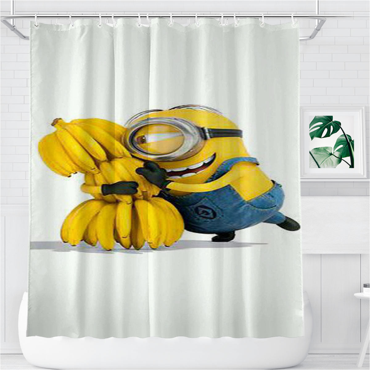 Minion Banana Bathroom Shower Curtain Fabric Waterproof | 66 X 72 Inch