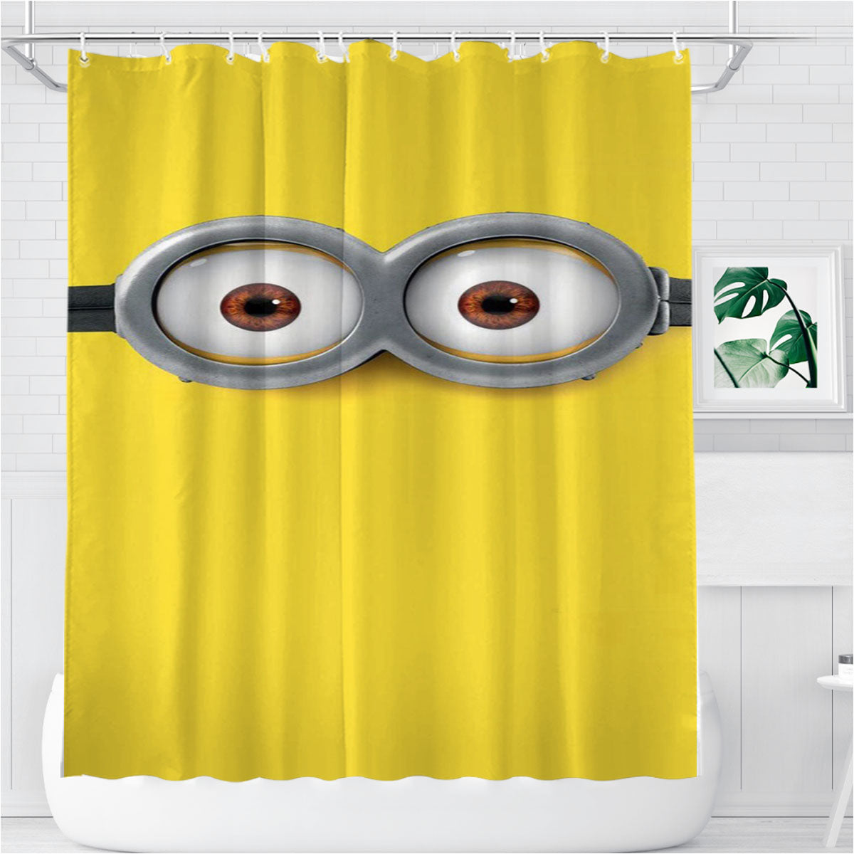 Minion Eyes D Bathroom Shower Curtain Fabric Waterproof | 66 X 72 Inch