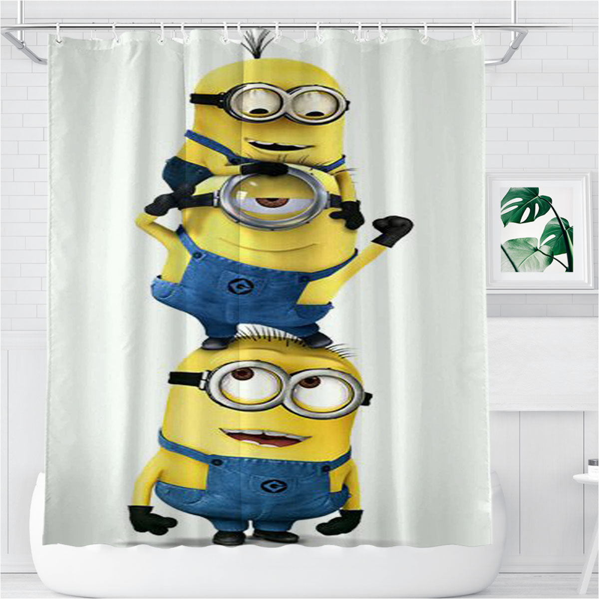 Minion Mini Bathroom Shower Curtain Fabric Waterproof | 66 X 72 Inch