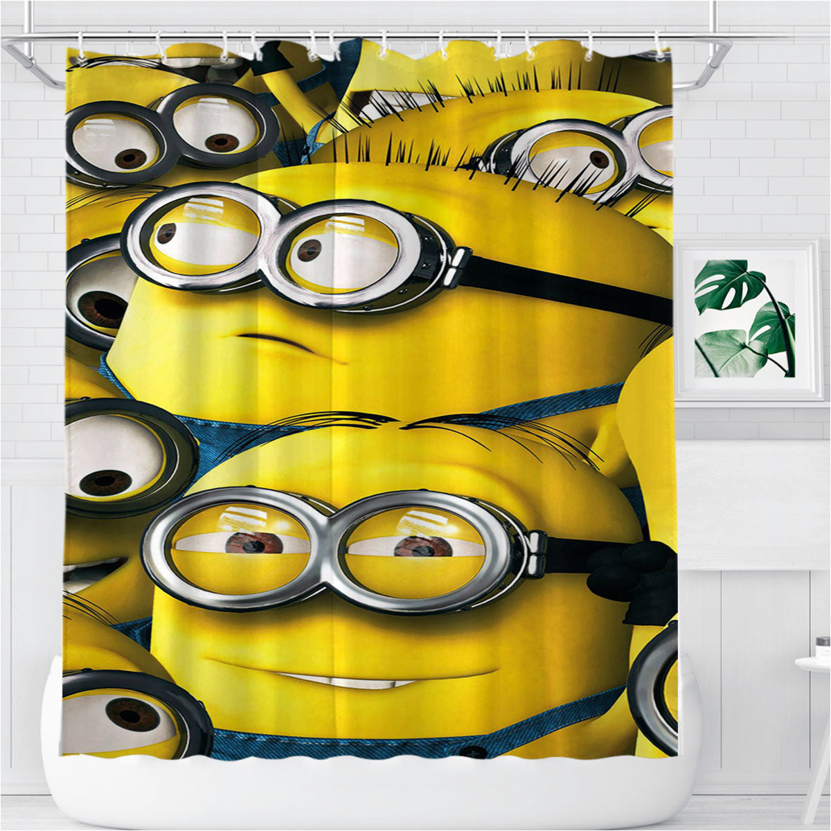 Minion Pattern Funny Bathroom Shower Curtain Fabric Waterproof | 66 X 72 Inch