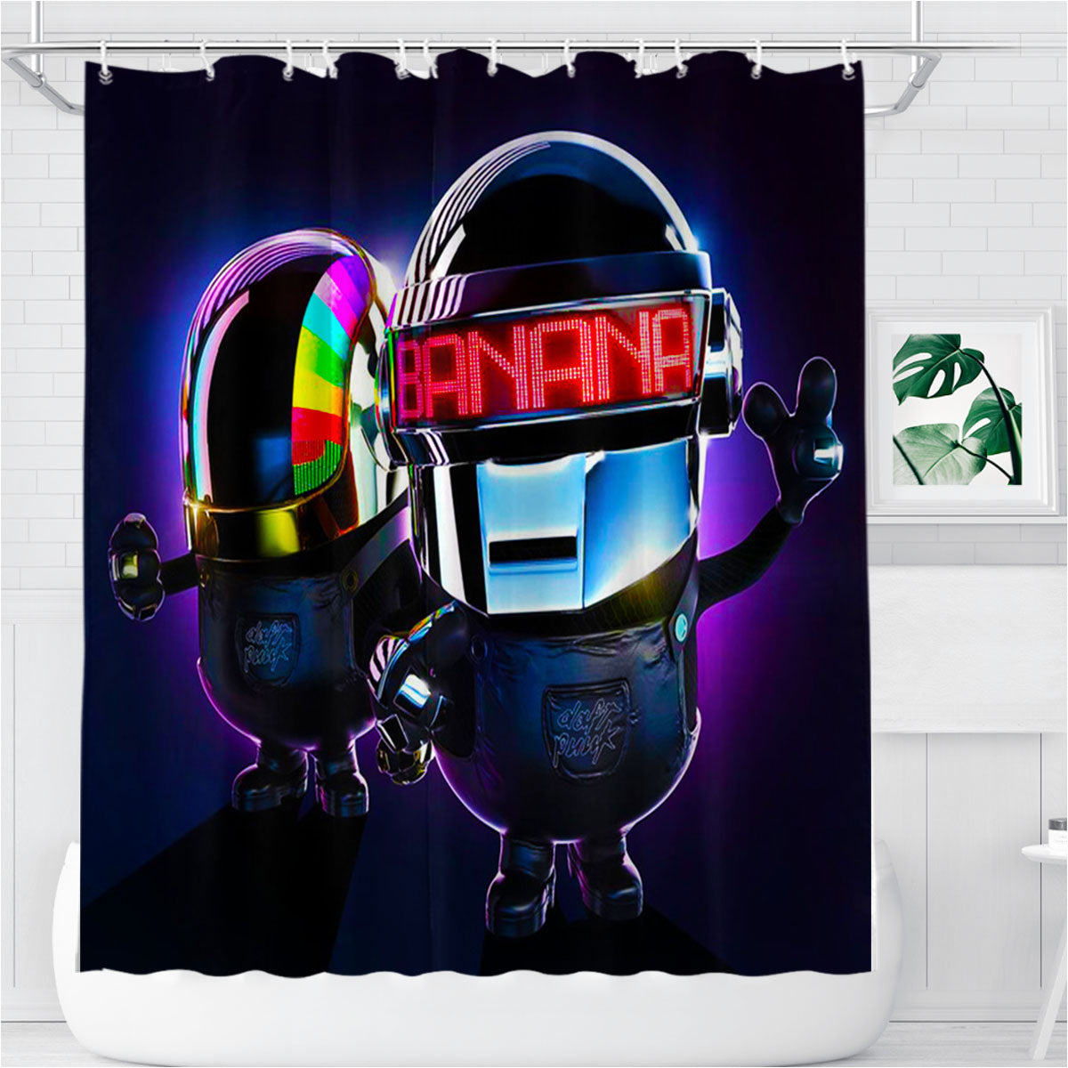 Minions Daft Punk Banana Bathroom Shower Curtain Fabric Waterproof | 66 X 72 Inch