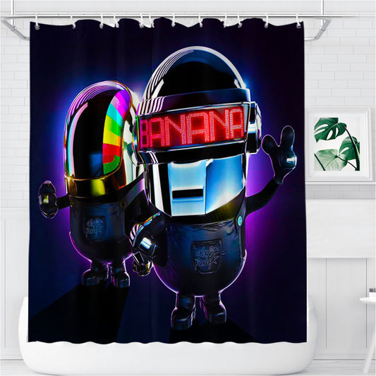 Personalized Minions Daft Punk Banana Shower Curtain Farmhouse Bathroom Decor
