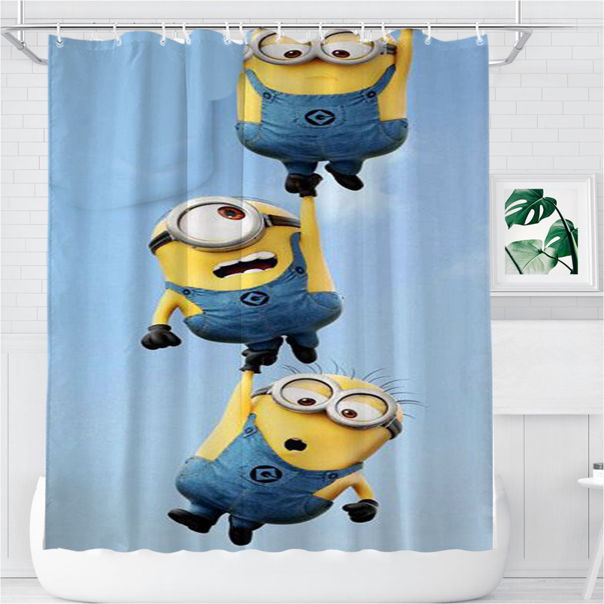 Minions Together Bathroom Shower Curtain Fabric Waterproof | 66 X 72 Inch
