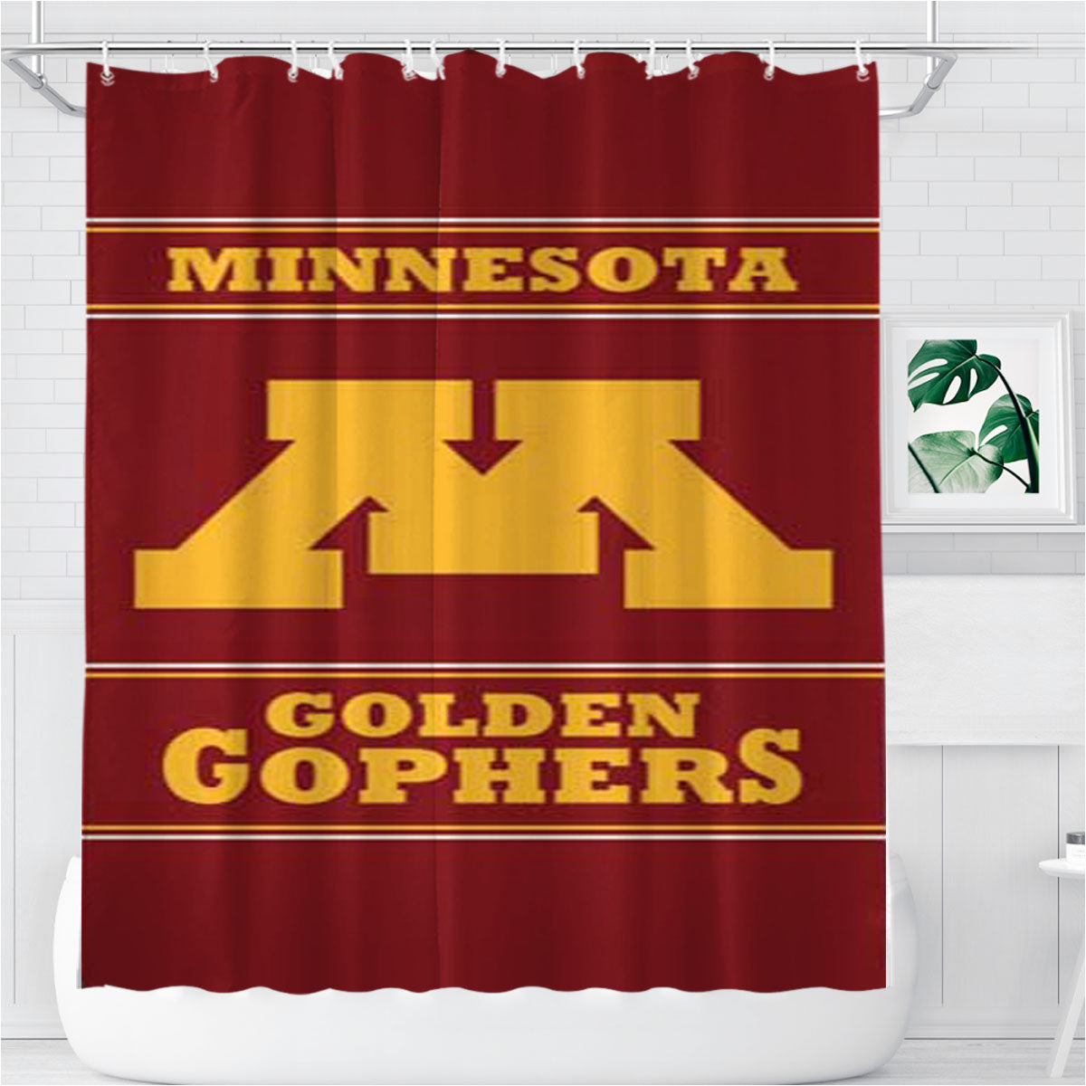 Minnesota Golden Gophers Logo Bathroom Shower Curtain Fabric Waterproof | 66 X 72 Inch