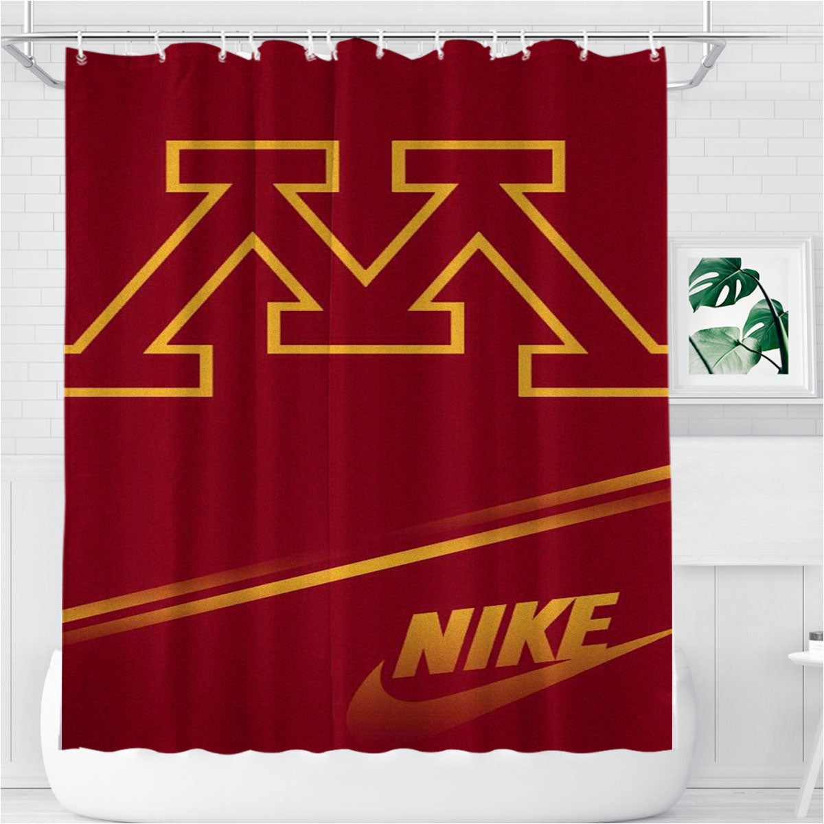 Minnesota Golden Gophers Red Logo Bathroom Shower Curtain Fabric Waterproof | 66 X 72 Inch