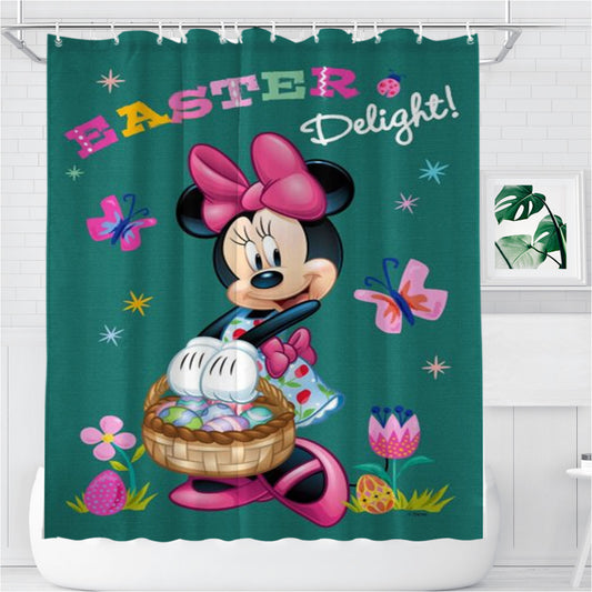 Personalized Minnie Easter Delight Shower Curtain Farmhouse Bathroom Decor