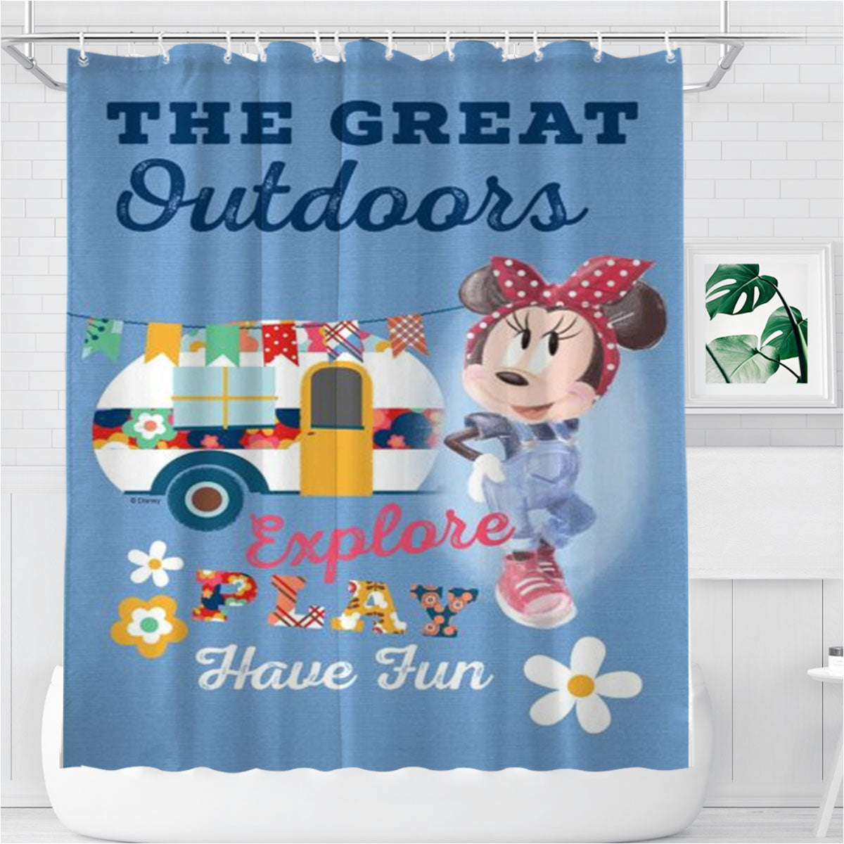 Minnie Great Outdoors Bathroom Shower Curtain Fabric Waterproof | 66 X 72 Inch