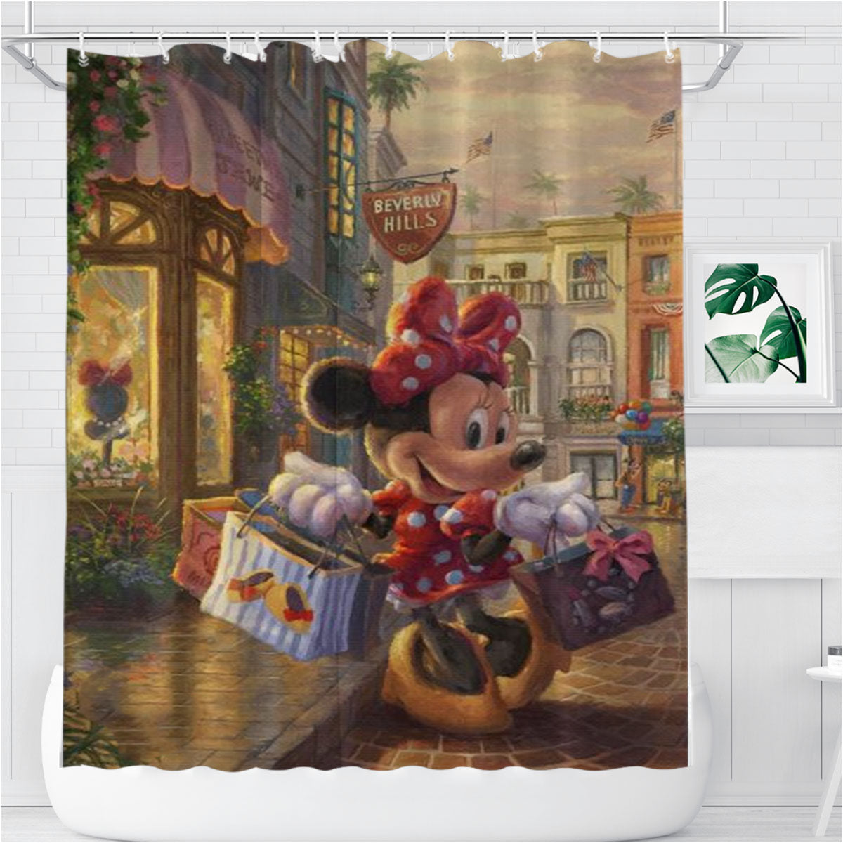 Minnie Rocks The Dots On Rodeo Drive Bathroom Shower Curtain Fabric Waterproof | 66 X 72 Inch