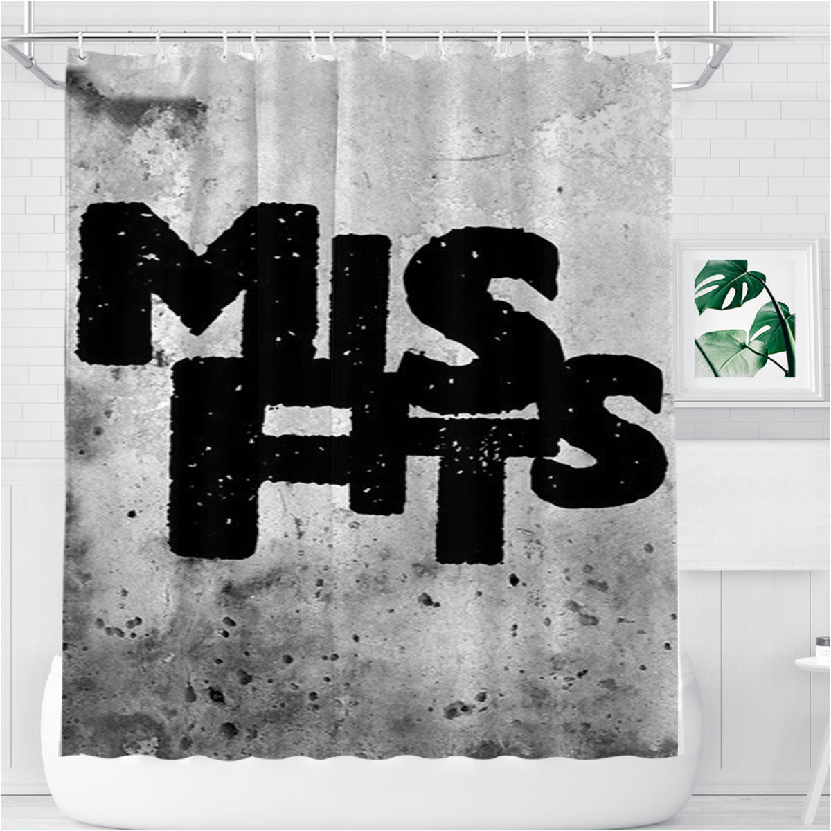 Misfits Alphabet Bathroom Shower Curtain Fabric Waterproof | 66 X 72 Inch