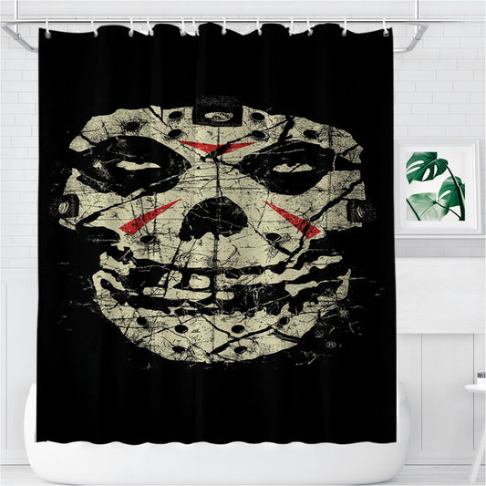 Personalized Misfits X Jason Voorhees Mask Shower Curtain Farmhouse Bathroom Decor