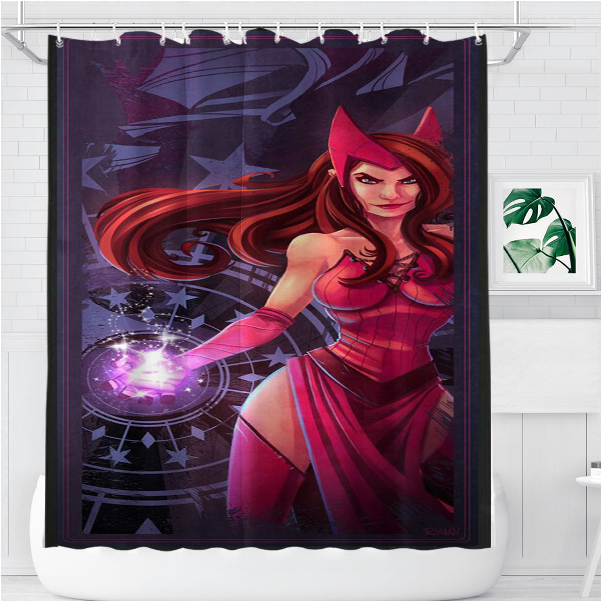 Miss Captain America Woman Bathroom Shower Curtain Fabric Waterproof | 66 X 72 Inch