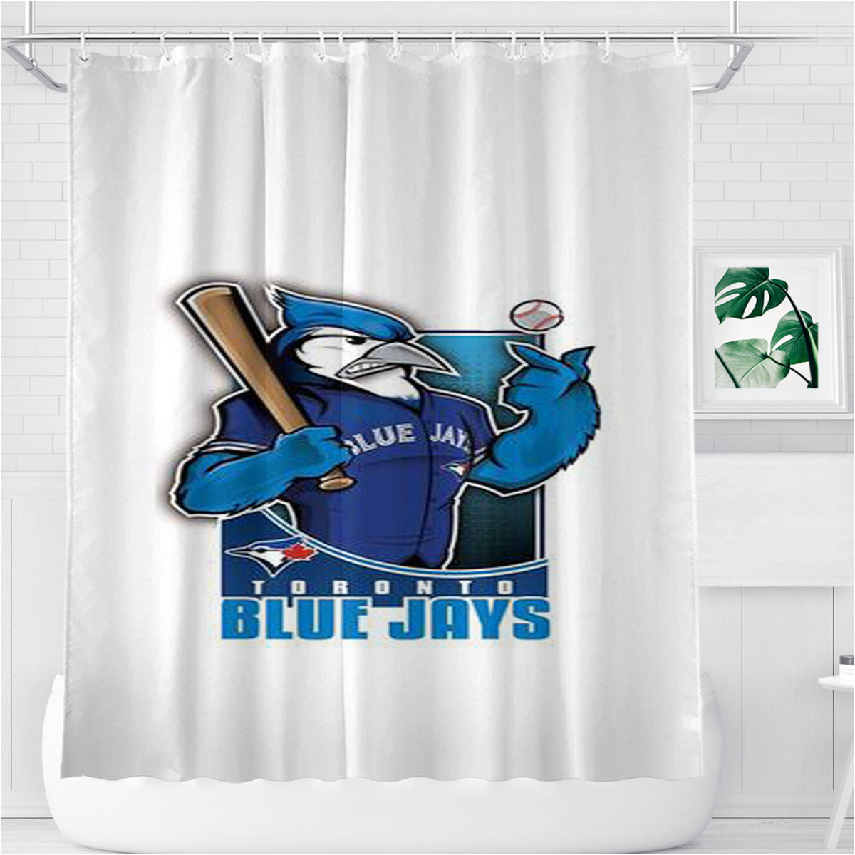 Mlb Blue Jays Bird Icon Bathroom Shower Curtain Fabric Waterproof | 66 X 72 Inch