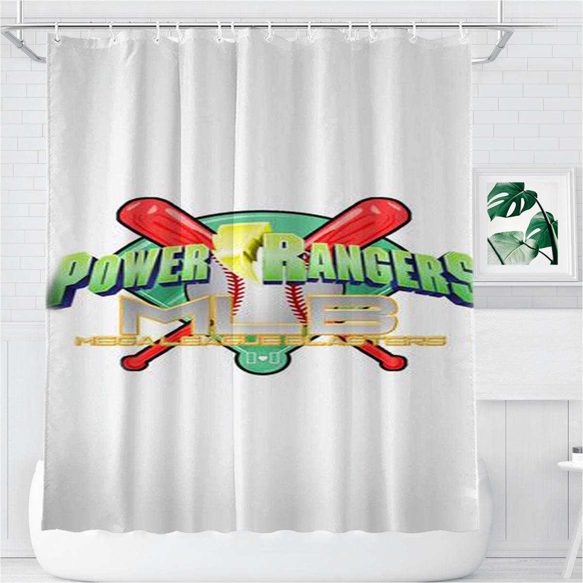 Mlb Rangers Power Rangers Bathroom Shower Curtain Fabric Waterproof | 66 X 72 Inch
