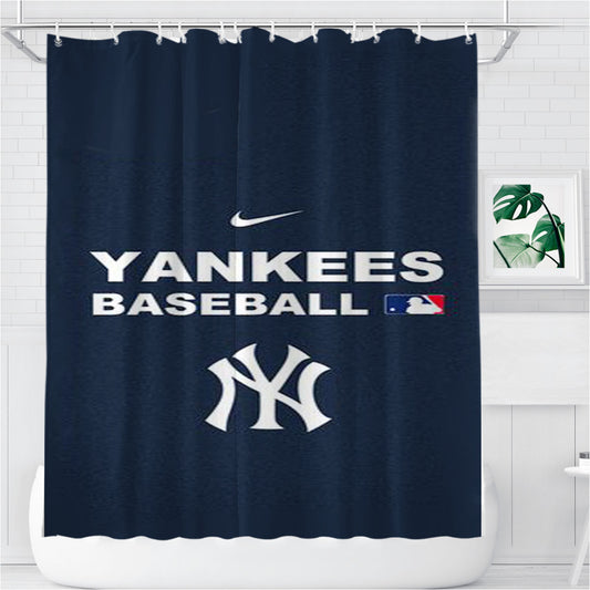 Personalized Mlb Yankees Navy Nike Shower Curtain Farmhouse Bathroom Decor