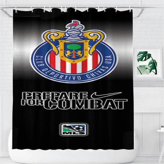 Mls Chivas Usa Gradient Bathroom Shower Curtain Fabric Waterproof | 66 X 72 Inch