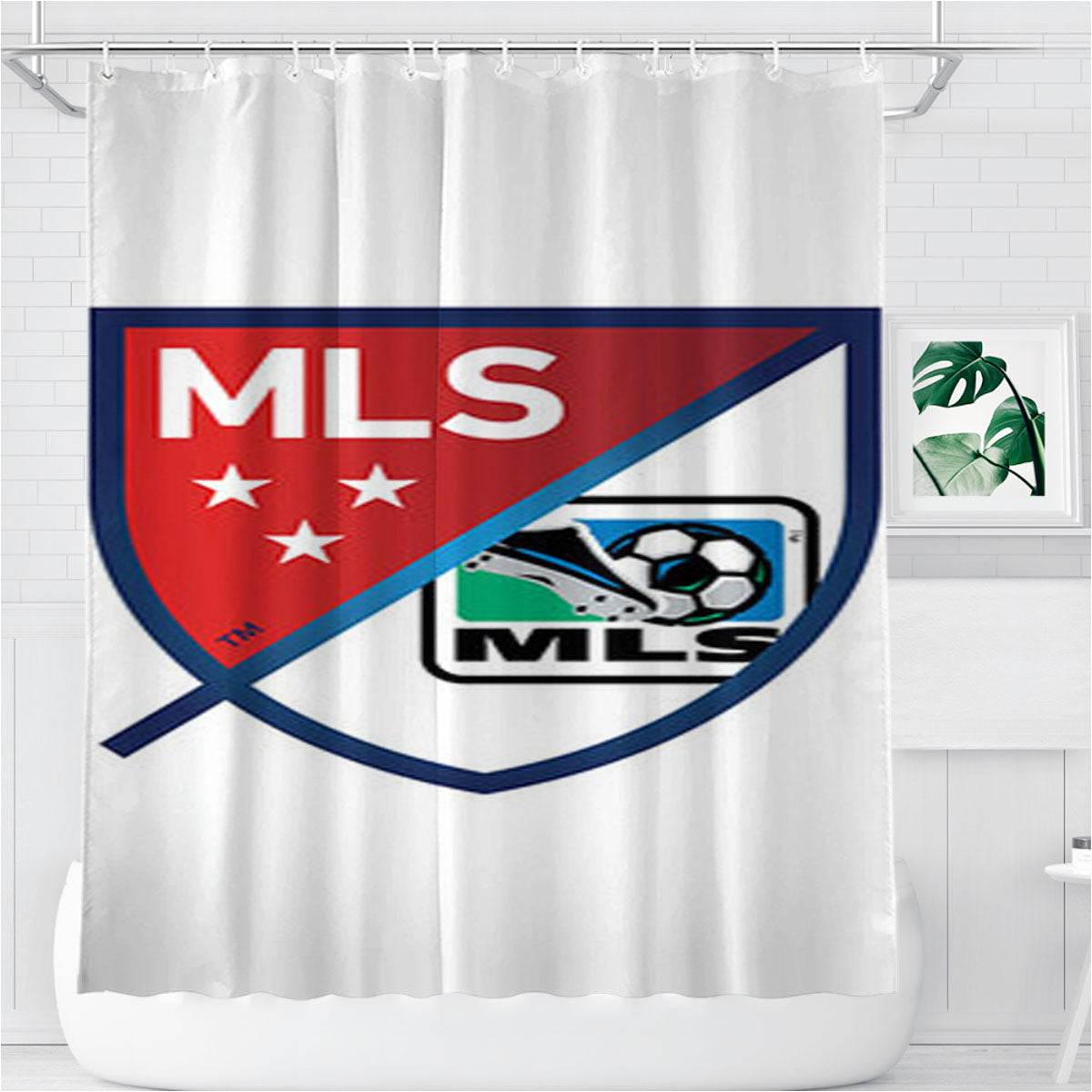 Mls Logo White Bathroom Shower Curtain Fabric Waterproof | 66 X 72 Inch