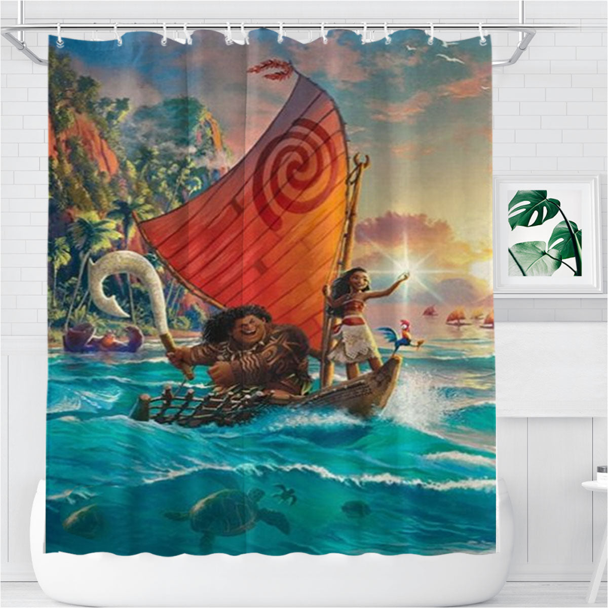 Moana Bathroom Shower Curtain Fabric Waterproof | 66 X 72 Inch