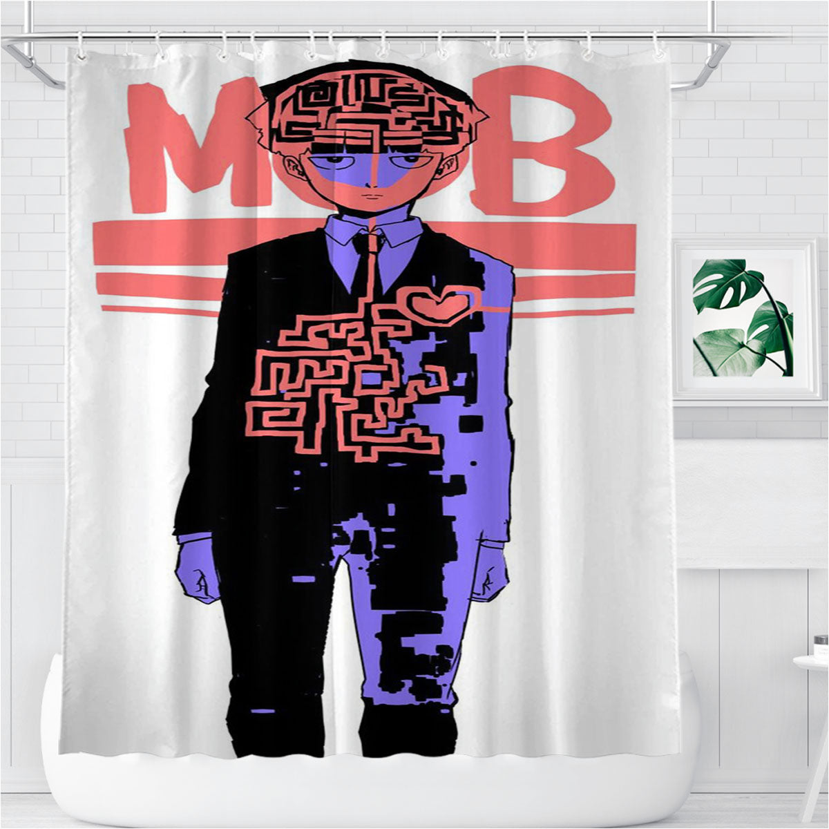 Mob Psycho 100 Bathroom Shower Curtain Fabric Waterproof | 66 X 72 Inch