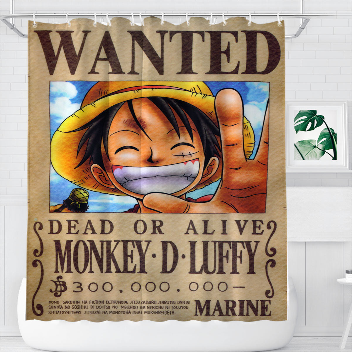 Monkey D. Luffy Bathroom Shower Curtain Fabric Waterproof | 66 X 72 Inch