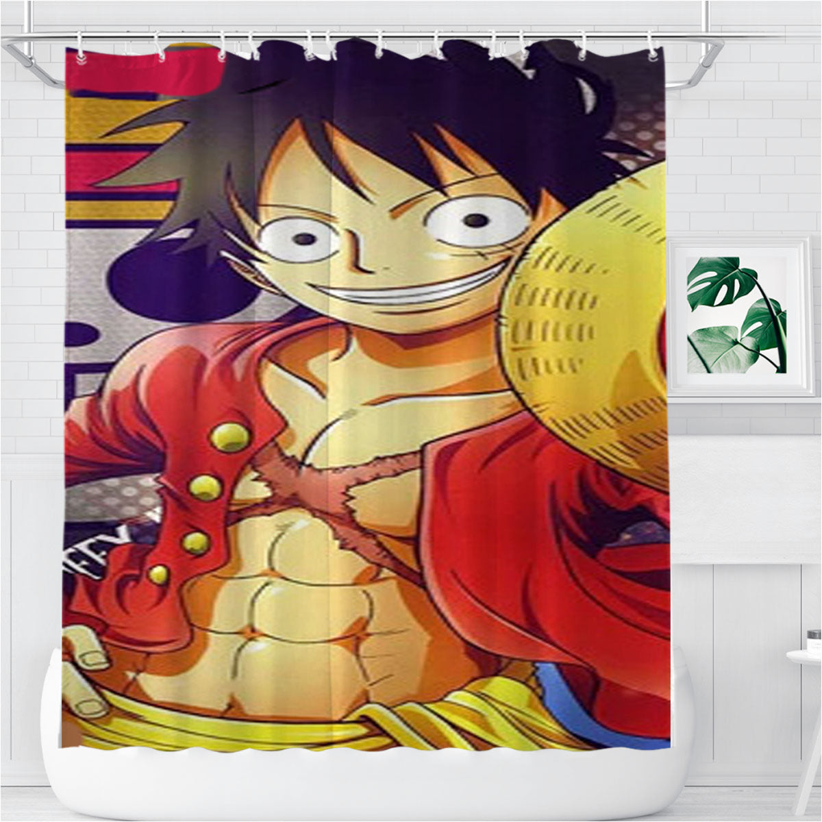 Monkey D Luffy One Piece Anime Bathroom Shower Curtain Fabric Waterproof | 66 X 72 Inch