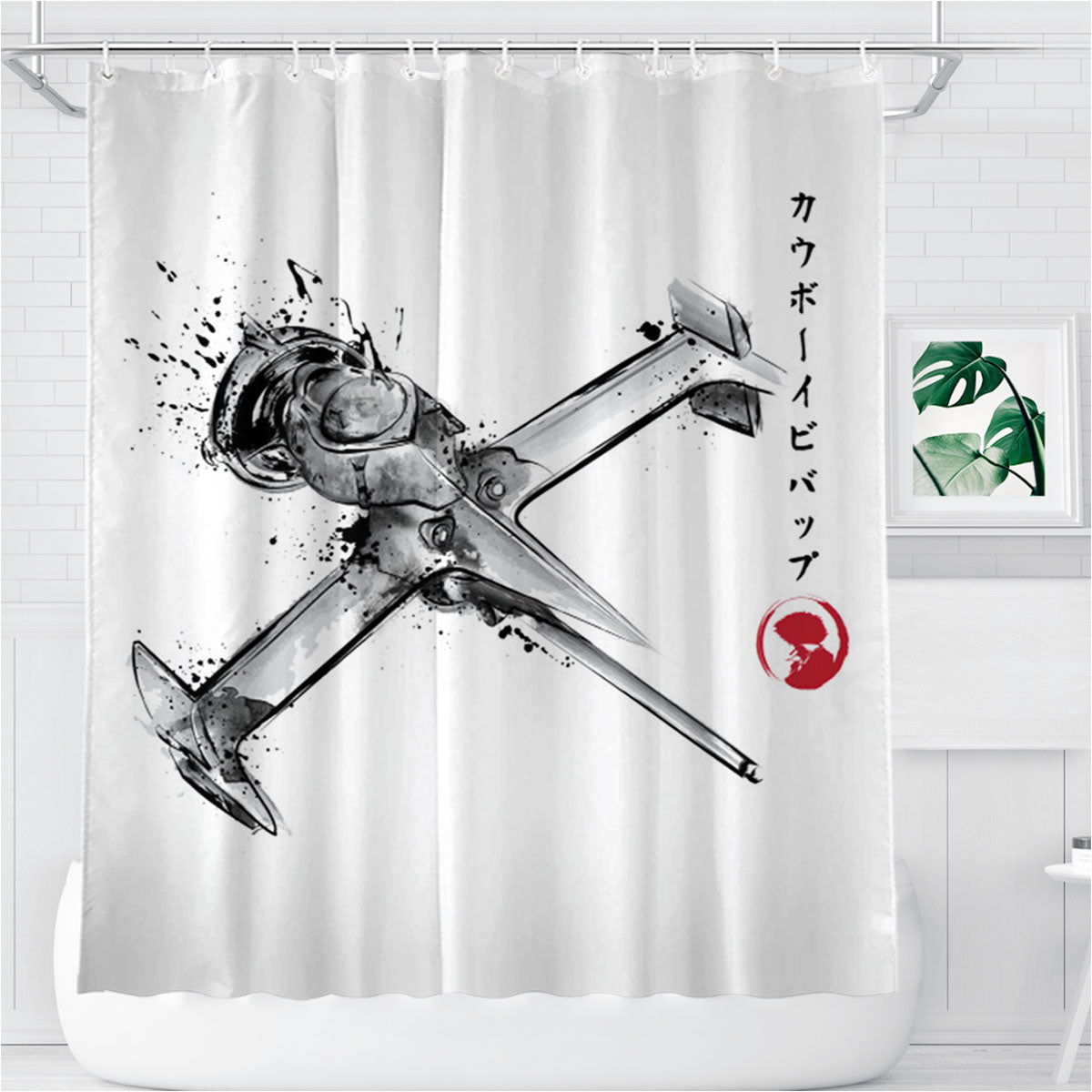 Mono Racer Sumi Bathroom Shower Curtain Fabric Waterproof | 66 X 72 Inch