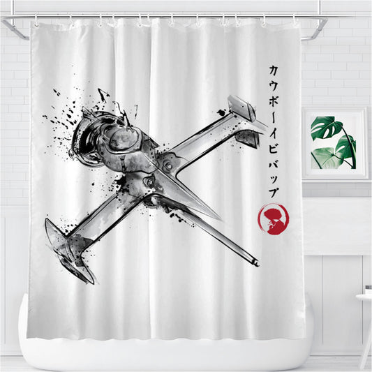 Mono Racer Sumi Bathroom Shower Curtain Fabric Waterproof | 66 X 72 Inch