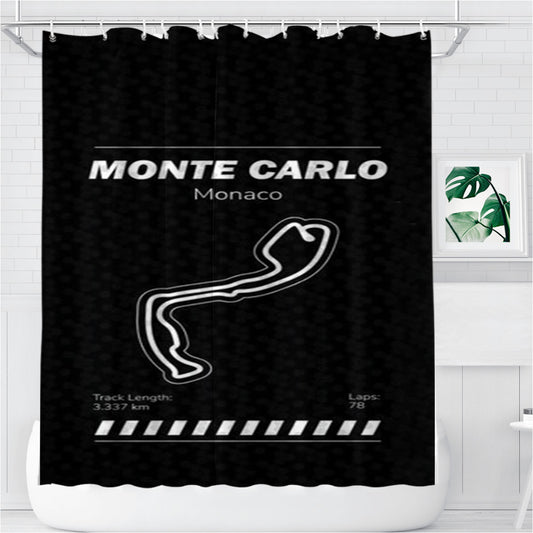 Monte Carlo Circuit Bathroom Shower Curtain Fabric Waterproof
