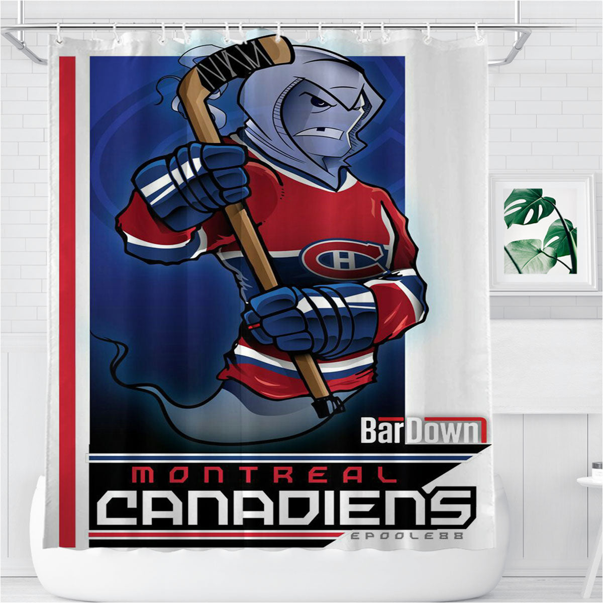 Montreal Canadiens Chicago Bathroom Shower Curtain Fabric Waterproof | 66 X 72 Inch