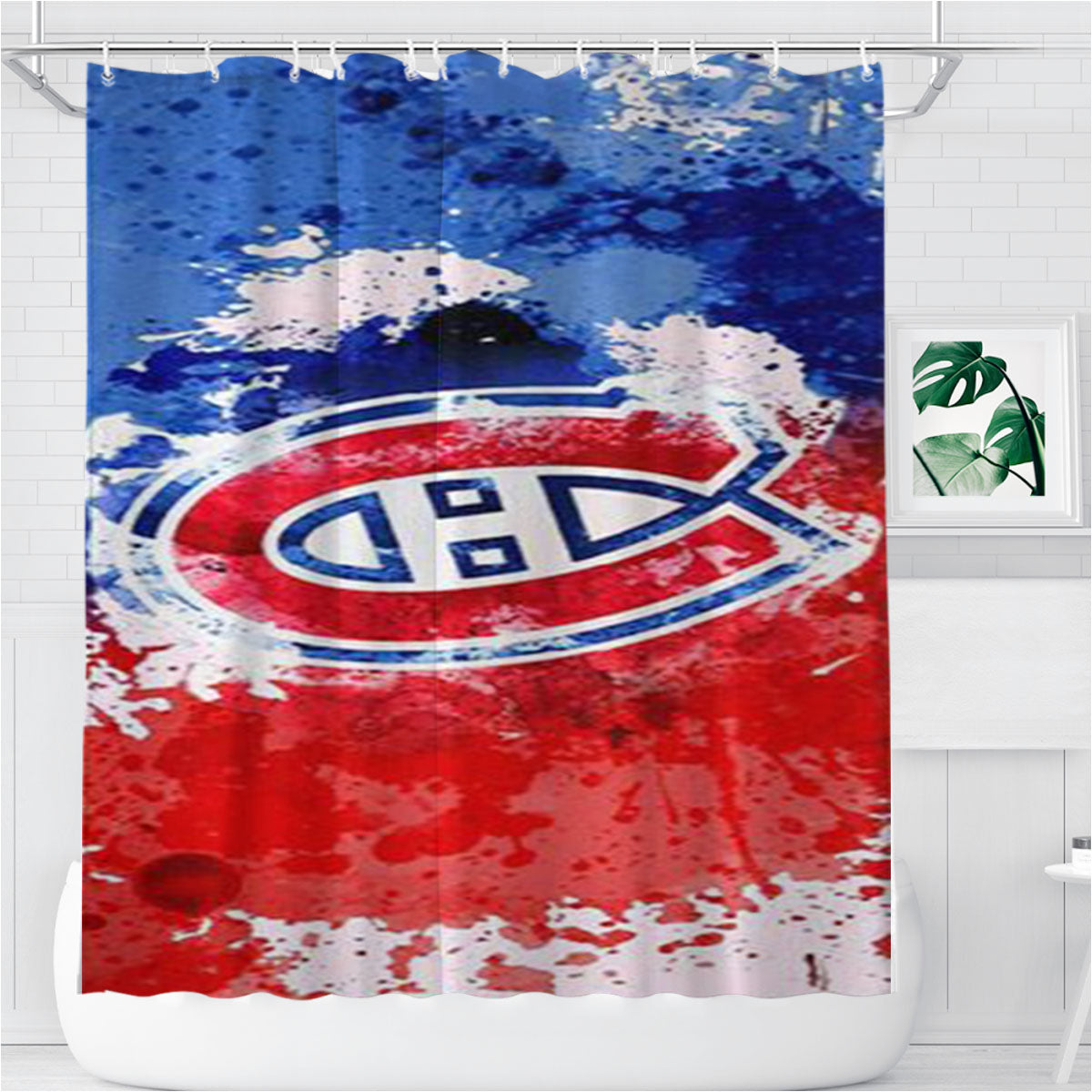 Montreal Canadiens Logo Bathroom Shower Curtain Fabric Waterproof | 66 X 72 Inch