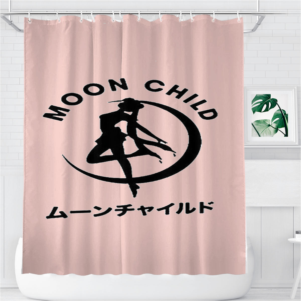 Moon Child Sailor Moon Harajuku Pink Bathroom Shower Curtain Fabric Waterproof | 66 X 72 Inch