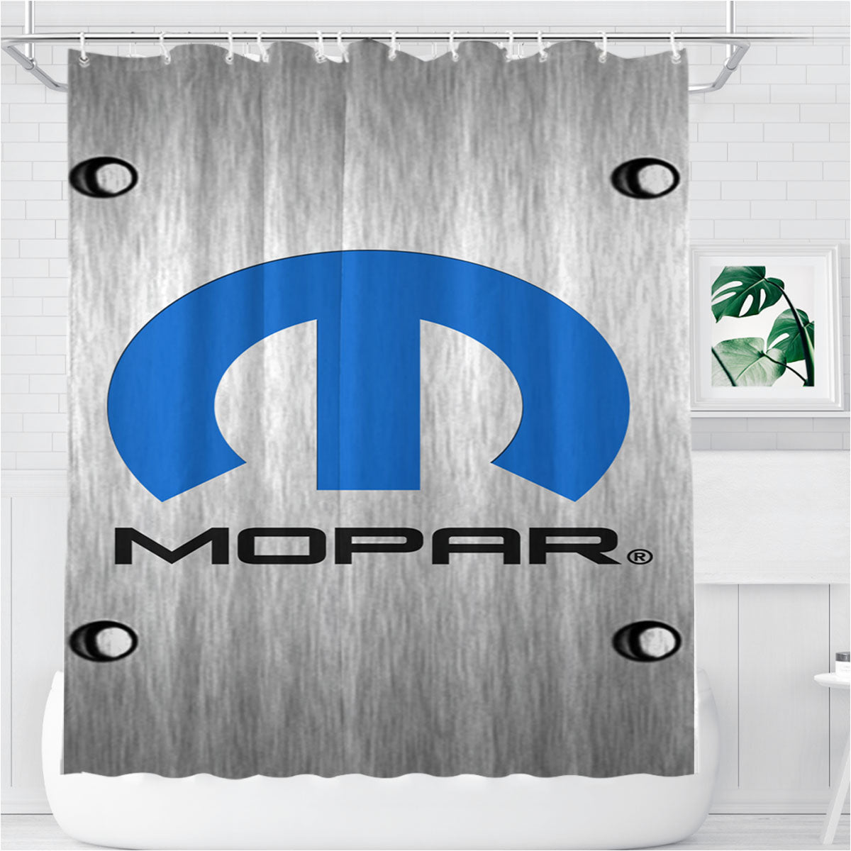 Mopar Black Logo Bathroom Shower Curtain Fabric Waterproof | 66 X 72 Inch