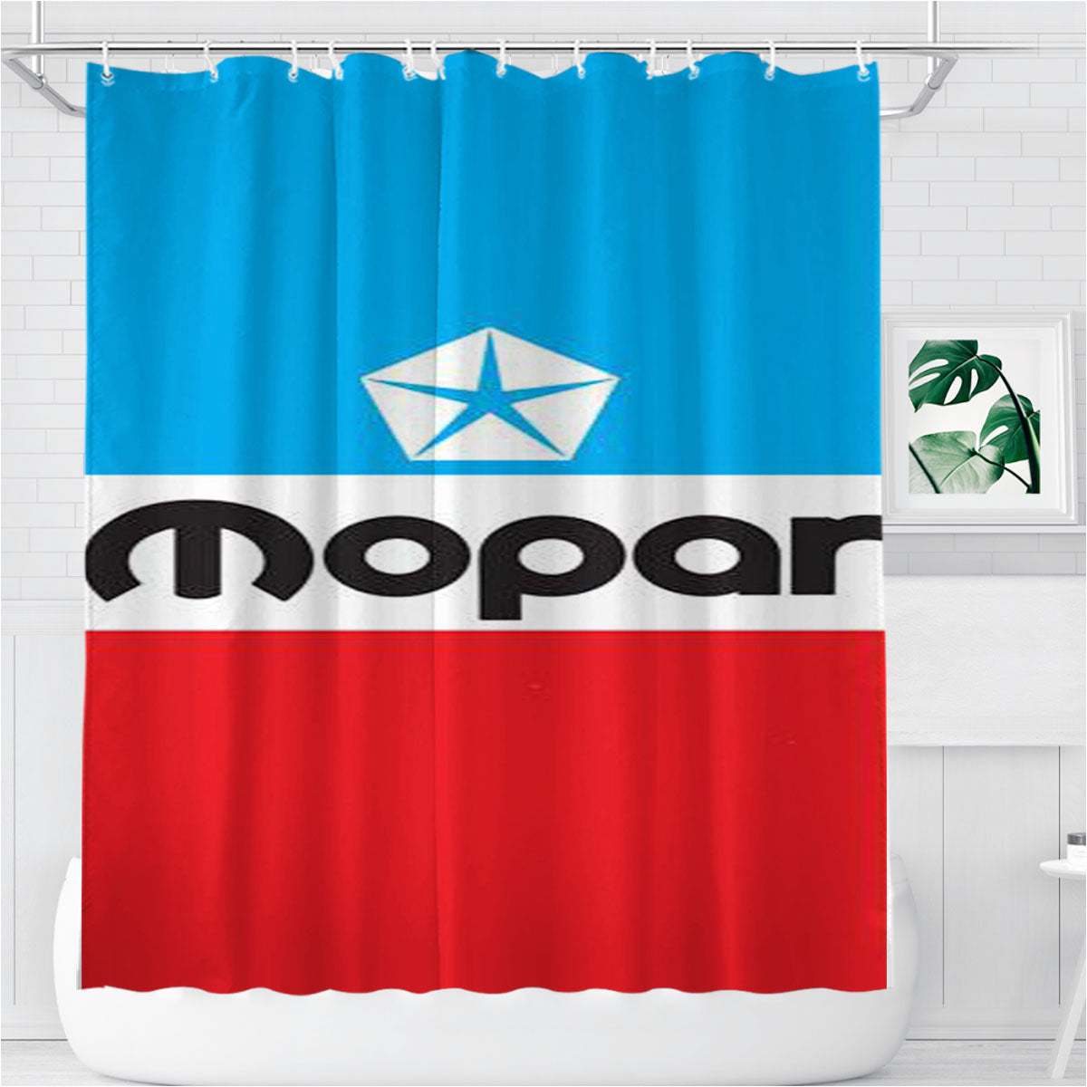 Mopar Black Logo 44 Bathroom Shower Curtain Fabric Waterproof | 66 X 72 Inch