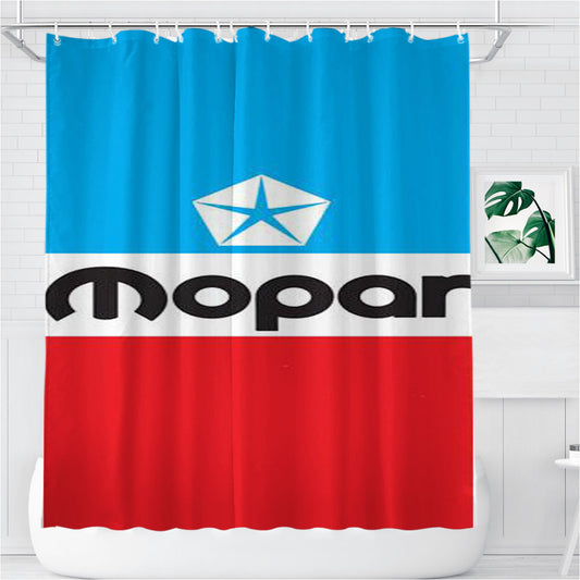 Mopar Black Logo 44 Bathroom Shower Curtain Fabric Waterproof | 66 X 72 Inch