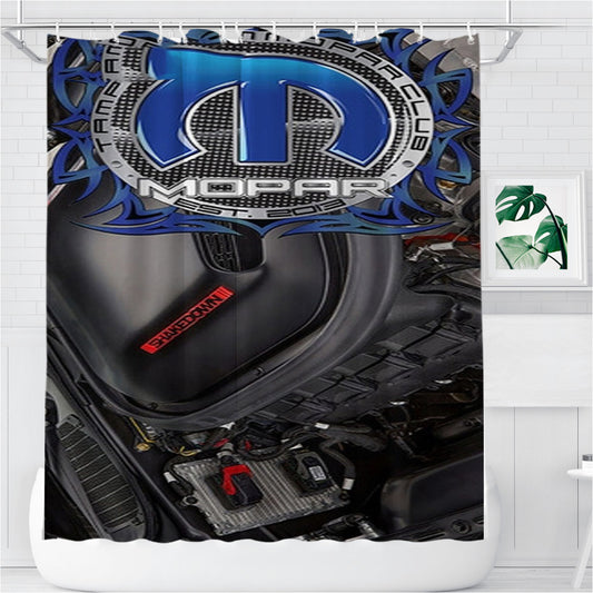 Mopar Crate Engine Bathroom Shower Curtain Fabric Waterproof | 66 X 72 Inch