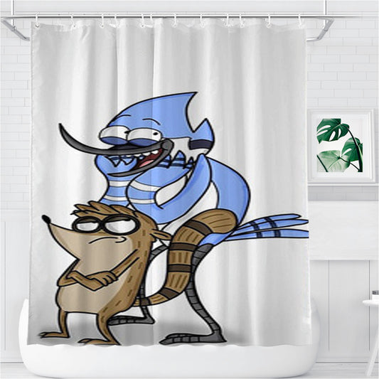 Mordecai Rigby Regular Show Bathroom Shower Curtain Fabric Waterproof | 66 X 72 Inch
